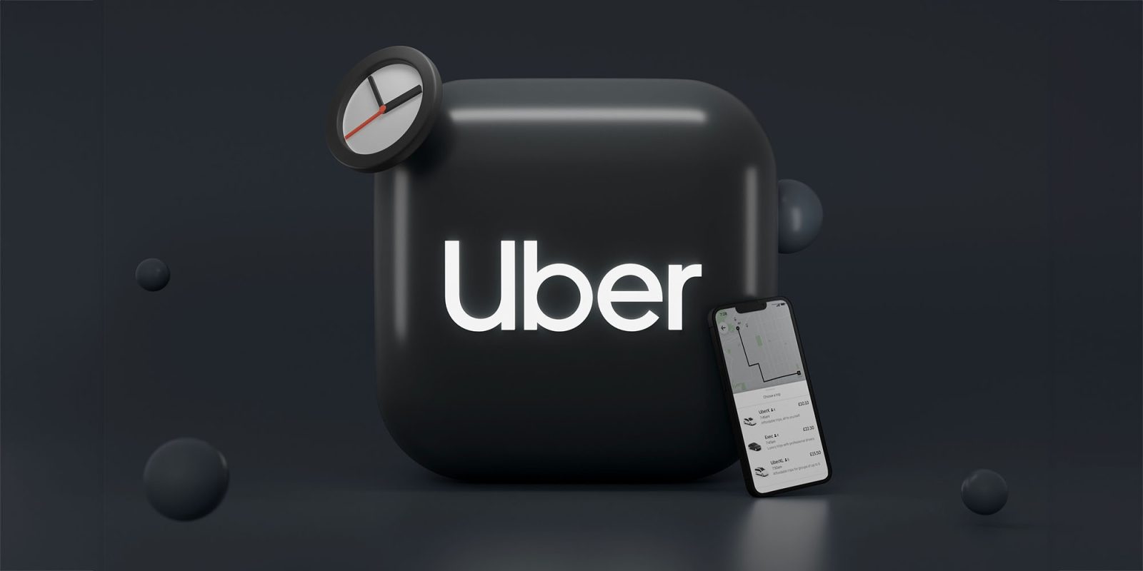 Uber's 32-step cancellation process, Bluesky blue checks, and more | 3D Uber icon with clock and iPhone